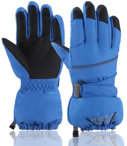 SOBEAU Ski Handschuhe Kinder, Winddicht, Wasserdicht, Warme Winterhandschuhe für Jungen und Mädchen (Blau, S Größe (4-6 Jahre alt))