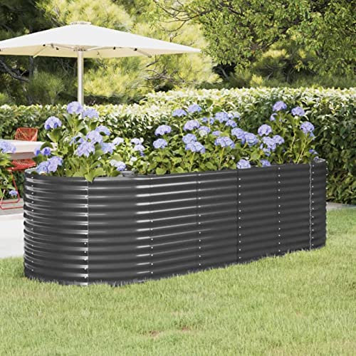 Xichuzi Hochbeet Pulverbeschichteter Stahl 249x100x68 cm Anthrazit, Palettenrahmen, Hochteich, Gemüsebeet, Kräuterregal Balkon, Blumenbeet, Kräuterspirale, Tomatenbeet, Pflanzhochbeet - 319066