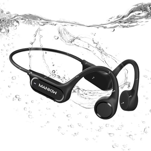 MANKIW Casque de Natation, Casque à Conduction Osseuse Bluetooth 5.4, Casque Étanche IPX8, Casque sous-Marin avec Lecteur MP3 et Mémoire de 32 Go pour Natation, Course