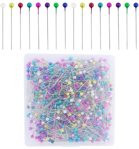 650 aghi lunghi in vetro, aghi rotondi in acciaio inox, aghi con testa, per fai da te, cucito, gioielli, decorazione (multicolore)