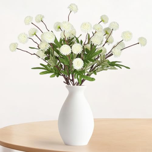 HOTUT 10 Pcs Artificial Hydrangea Flowers, Silk Fake Chrysanthemum Bouquets, Decorative Faux Ball Flowers for Outdoor Indoor Home Garden Party Decoration
