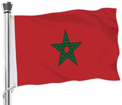 Morocco Marokko Flagge, große 3x5 FT marokkanische Flagge, 36x60 Zoll große digitale doppelt gedruckte langlebige 75D dicke Polyester Dekorationen mit 2 Messing Grommet