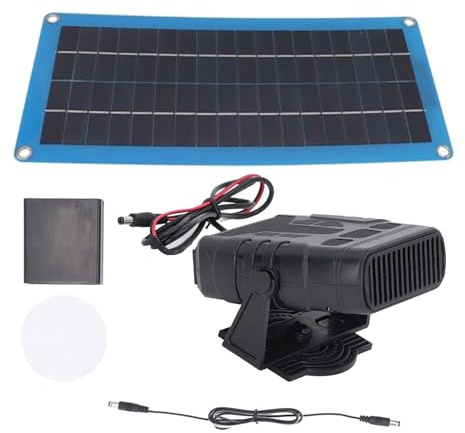 Växthusvärmare för solpanel, 30 W, bärbar billaddare med värmare, vindrutedimma, soldriven husdjurshus och coop värmare för utomhusbruk