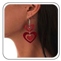 Cybche Boho Grande Acrilico Cuore Goccia Orecchini Rosso Resina Cavo Doppio Cuore Orecchini Lungo Amore A Forma Di Gancio Orecchino Gioielli Per Le Donne