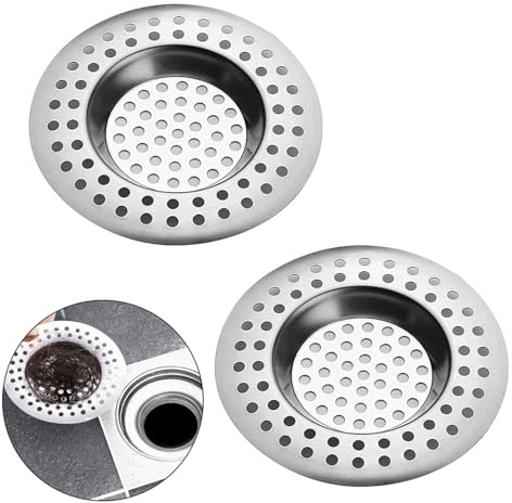 Handfat sil plugg rostfritt stål hål dräneringsskydd, badplugg/duschavlopp skydd hårfångare handfat stoppare filter för badrum, kök (extern diameter 7,5 cm, inre diameter 4,5 cm) paket med 2