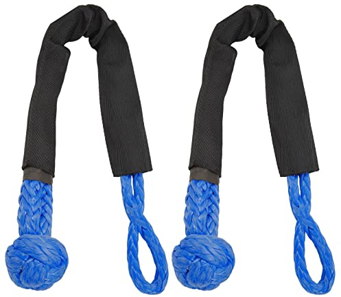 VOBOR 2pcs Remolcando Grillete Suave, Remolque de Grillete de Cuerda, 38000 Libras de Ruptura de la Rotura Portátil para Camiones Grandes SUV Vehroads Vehroads (Azul)