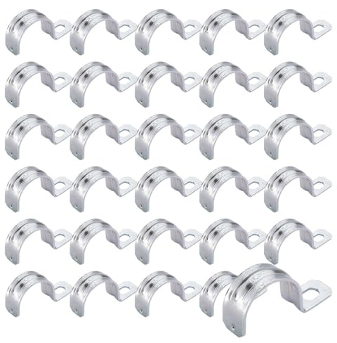 ZSUIQIN 30 Pezzi orsetto per Tubo Staffa a U, Fermacavo Unico Foro, Clip Fermacavi, Morsetto per Tubi Per Tubi Acqua, Gas, Tubi PVC, Fissaggio