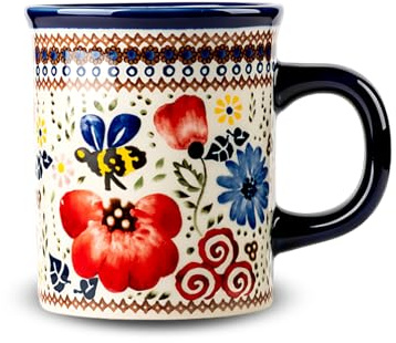 Tazza da caffè in ceramica, 425 ml, grande tazza da tè e caffè con manico confortevole, per ufficio e casa, ideale per latte, cappuccino, idea regalo, lavabile in lavastoviglie e microonde (Boho 5)