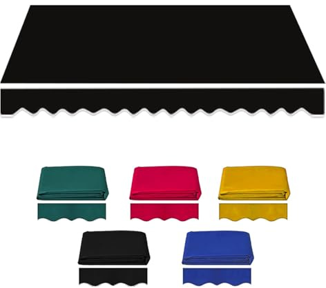 Patio Awning Fabric Replacement Retractable 6.5ft,8ft,10ft,11.5ft,13ft,15ft Sun Shade Awning Replacement Cover with Valance Sunshade Canopy Cloth for Yard Deck(Black,2x1.5m/6.5x5ft)