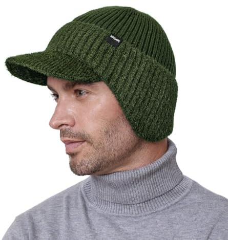 Wmcaps Ultrawarme Wintermütze mit Schirm und Ohrenklappen für Herren | Weiches Fleece-Futter, wetterfest, bequeme Passform, für Outdoor-Arbeiten, Wandern und alltägliche Aktivitäten