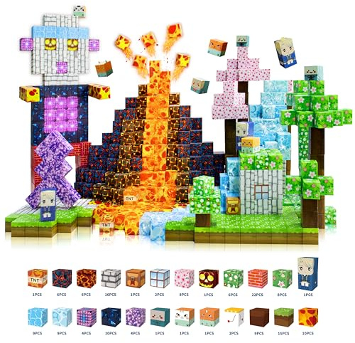 AuTong Magnetische Bausteine 154 Teile - ab 3-9 Jahre Magnetspielzeug Magneten Kinder Magnetische Bauwelt