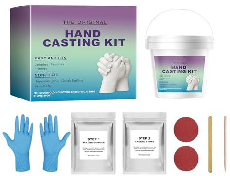 Kit per calco a mano per coppie, set di stampaggio 3D che si tengono per mano, regalo romantico con scultura, kit ricordo con gesso, vernici e base, perfetto per matrimoni o San Valentino
