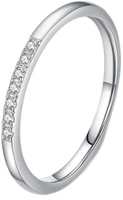 Lirzxin Verlobungsring 750 Weißgold 18K, Partnerringe Damen Zart Vorsteckring Dünn mit Rund Moissanit Hochzeit Ringe Weißgold Gr. 62 (19.7)