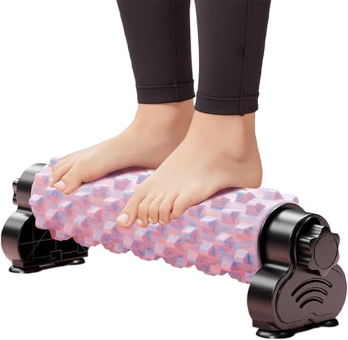 Rullo per fascia gambe, massaggio profondo per stretching con ventosa, rullo per gambe, rullo in schiuma per il corpo con supporto, per palestra in casa, yoga, pilates, allenamento fitness (Pink)