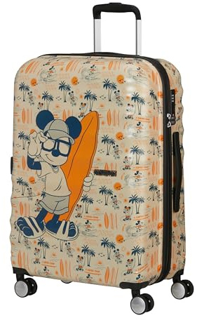 American Tourister Wavebreaker Disney - Mickey Mouse Hartschalenkoffer Groß (77 cm), Reisekoffer, TSA Schloss, 4 Rollen, 96 L, 4.2 kg - Mickey Super Surfer