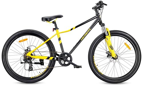 VERDANT CALIX Mountainbike 26 och, cykel för pojkar, flickor, vuxna, barncykel 26 - stötdämpare, skivbromsar, 7 växlar - Svart-Gul