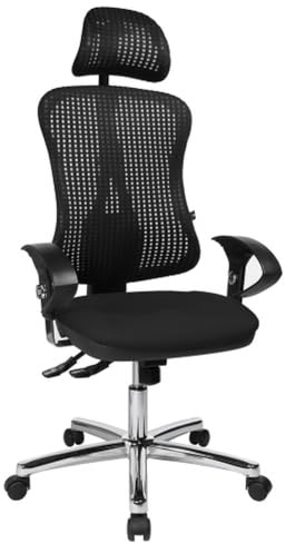 TOPSTAR Bürostuhl HJH Solution Deluxe Head AL.U2 Chrom schwarz, Kopfstütze, Ergonomischer Drehstuhl, Armlehnen
