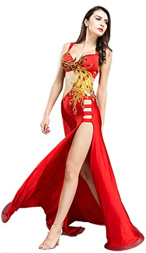 ROYAL SMEELA Bauchtanz Kostüm Set BH und Rock Frauen Bauchtanz Kleid Exquisite Phoenix Totem Bauchtanz Kleidung Anzug Bauchtanz Maxirock Tanz Outfits übergroß