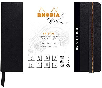 Rhodia 116114C Skizzenbuch Bristol Book A5 quer 32 Blatt blanko Schwarz