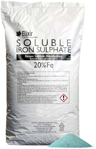 Elixir Gardens Soluble 20% Iron Sulphate Lawn Tonic 15kg Bag | Grass Green-Up | 15kg Bag | Makes 1200L of Liquid Feed