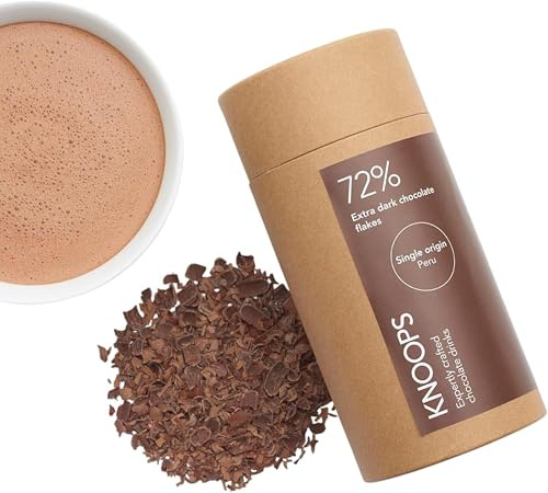 Knoops 72% Extra Dark Hot Chocolate Flakes, Hot Drinking Chocolate, 250g | Luxury, Delicious Cocoa Drink with Real Choc Flakes, All Natural Vegan Ingredients, 250 g, Equal to 8 Serving Sachets