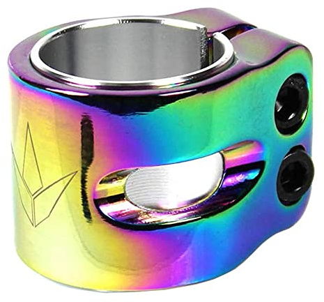 Scooters Blunt Stunt-Scooter Cut Out Double Clamp 31,9/34,9 Tret Roller Ersatz Lenker Klemme + Fantic26 Sticker (Regenbogen Rainbow Neochrome)