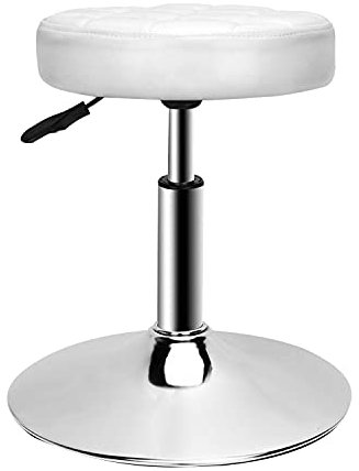 QiCheng & LYS Drehhocker aus PU-Leder, Verstellbarer Hocker, 40 – 53 cm, Arbeitshocker, Massagesocker, weich, geeignet für das Büro, Bar- und Malerei, Weiß