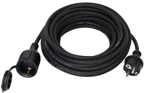 YIDE Verlängerungskabel 5m Outdoor Gummi Verlängerung mit Schuko Stecker für den Außenbereich IP44 Kabelverlängerung H05RR-F 3G 1,5mm² 3500W Elektrokabel außen mit Schutzkappe Schwarz