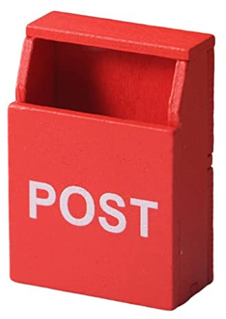 Amagogo 1/12 Puppenhaus Miniatur Briefkasten Bjd Dekor Fee Garten Europäischen Stil Holz Rot Puppenhaus Briefkasten Puppenhaus Möbel für Kinder Mädchen
