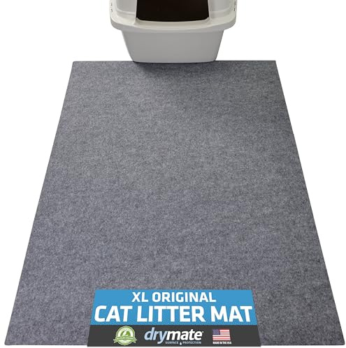 Drymate Original Katzenstreu-Matte, enthält Unordnung aus der Box für saubere Böden, urinfest, weich auf Katzenpfoten, saugfähig/wasserdicht, maschinenwaschbar, langlebig (73,7 x 91,4 cm) (hellgrau)