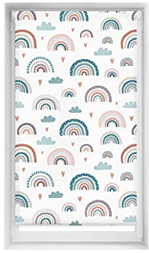 Blindecor Easy Verdunkelungsrollo ohne Bohren, Digitaldruck, Regenbogen, Blau, 80 x 150 cm (Breite x Höhe), Stoffgröße 77 x 145 cm, Thermo-Rollo