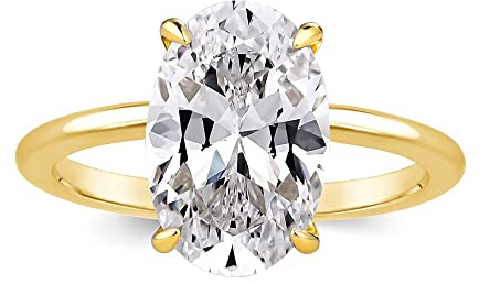 Effinny 3.5 Carat Elongated Oval Cut Engagement Ring for Women,925 Sterling Silver Solitaire Promise Ring (3.5ct,Golden, 5)