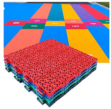 Tapis Caillebotis en Caoutchouc Plancher De Sport De Couleur Bricolage pour Aire De Jeux pour Jardin d'enfants De 34 Cm, Carreaux De Sol Modulaires À Emboîtement (Color : Red, Size : 9PCS)