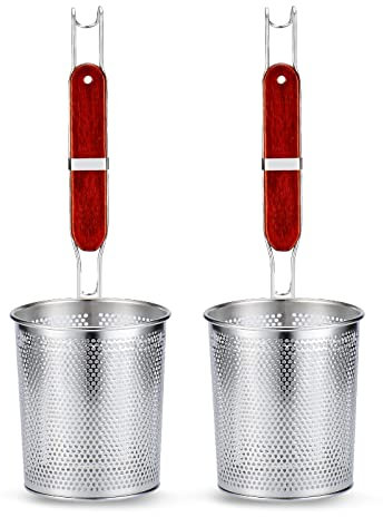 Colador de pasta de acero inoxidable microperforado para alimentos,colador profundo de cocina,2 piezas de colador (diámetro de 5.5 pulgadas,14 cm)