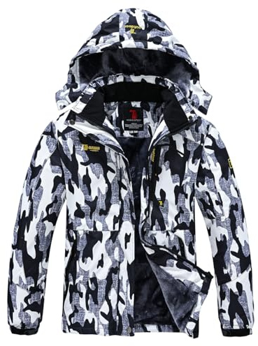 YSENTO Damen Winterjacke Wasserdicht Skijacke Outdoor Softshelljacke Warm Fleecejacke Funktionsjacke mit Abnehmbarer Kapuze