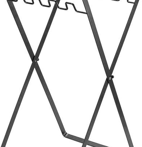 KIMISS Klappbarer Müllsackständer, Eisenrahmen, Müllsackhalter aus Eisen, Holz-Müllsackhalter, Zusammenklappbarer Eisenrahmen, Müllsackhalter, Ständer, Tragbarer Outdoor-Laubsackständer