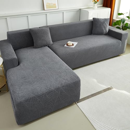 WULTNICEW Sofa Überzug Sofaschoner Sofabezug 1 Sitzer, Sofa Bezug Stretch Sofa Cover Überwurf Universal Couch überzug, Ecksofa für L Form Erfordert Zwei Couchbezug(1SITZER, Dunkelgrau)…