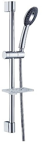 EGNIAN Barre coulissante de Douche Porte-Savon Extension de Salle de Bain Ensemble de Barre coulissante réglable avec Porte-Savon Chrome