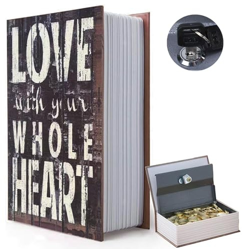 Decorative Book Safe Box with Combination Lock, Vintage Faux Book Hidden Safe for Decoration, Secret Diversion Book Safe Storage Box for Home Office Café Bookshelf （9.5×6×2.2）