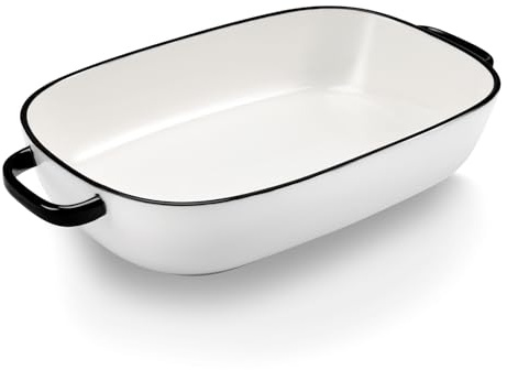 Keramik-Backform für Aufläufe, Lasagne, Gratin, Braten, Braten und Backen. Große tiefe 35,6 x 25,4 x 7,9 cm Pfanne, sicher für Ofen, Mikrowelle, Kühlschrank, Desinfektionsschrank und