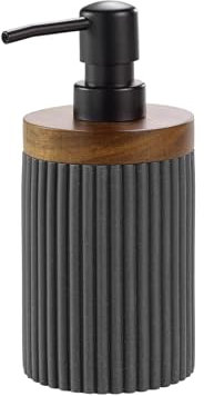 Douceur d'Intérieur Niagara Seifenspender (Durchmesser 8 x 17 cm), Anthrazit, Polyresin und Akazie
