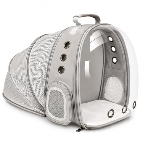 Expandable Cat Carrier Backpack with Bubble Window, Grey