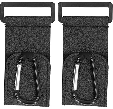 Hooleey 2 schwarze Kinderwagen-Haken, Mehrzweck-Haken, nicht aus Leder, Kinderwagen-Haken, Halterung, Karabiner