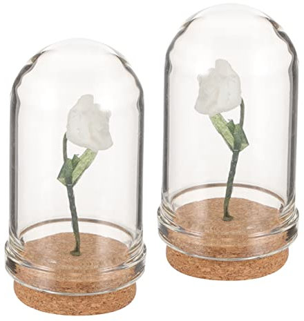 VINTORKY 2pcs Miniature in Dome Vibrant Tiny Flower Decorations for Mini House Centerpieces Charming Faux Floral Accent for Dollhouse Decor