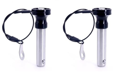 Treer 2-PCS Quick Release pins with rope, Stainless Steel 304 Ball Locking Pins with push bottom, 6mm diameter Quick Release Pin with retractable ball (M6x80mm)