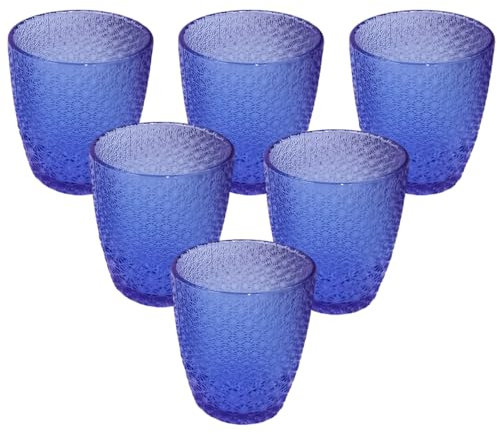 Set di 6 Bicchieri da tavola Blu - COSEDACASA by Rosemberg - misura unica Adatti per Acqua, Vino e Bibite - H10 cm, Ø8 cm
