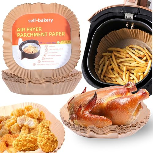 WLIAGYE 100 Stück Backpapier für Heißluftfritteuse mit Doppelkammer,BPA-frei 20-25cm Rechteckig Airfryer Papier Liner kompatibel mit Anderen Dual Zone Heißluftfritteuse
