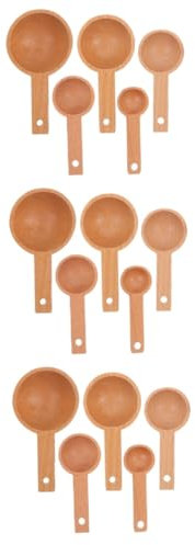 Cabilock 15 Piezas Juego de cucharas medidoras de haya Cucharas para ingredientes secos Cucharas de medición para cucharaditas cuchara medidora cucharada de grano de cuchara de té