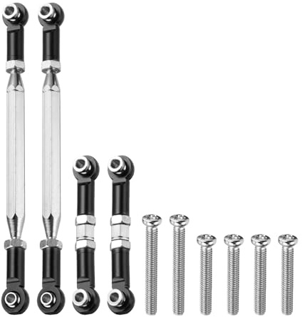 sourcing map 2 Sets Adjustable Turnbuckles Camber Link Linkages Aluminum Alloy Upgrade Parts RC Car Steering Pull Rod Servo Linkages Tie Rod for MN 1:12 D90 RC Car Crawler,Black