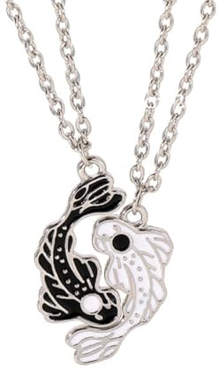 Visxcnu 2 Piezas Collares de la Amistad, 2 Niña Bff Regalos Personalizados Accesorios de Amistad Collar Cadena Plata Mujer, Koi Collares de Mejores Amigas para
